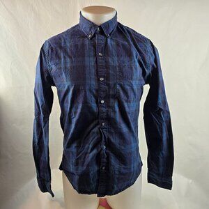 Bonobos Shirt Mens Medium Navy Blue Plaid Button Down Slim Fit Preppy Nerdcore